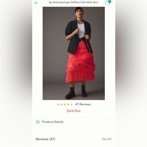 By anthropologie ruffled tulle midi skirt